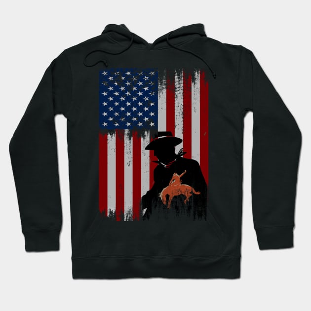 cowboy american flag vintage usa  cowboy Rodeo Roping Horse Riding Hoodie by JayD World